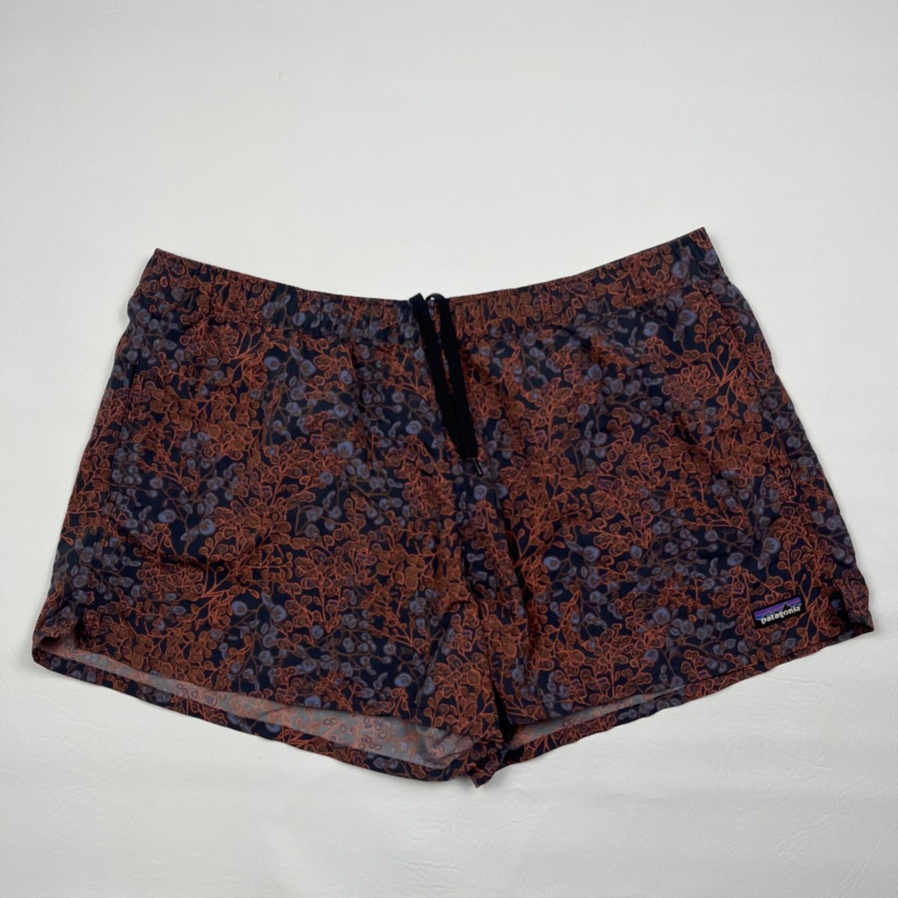 Patagonia Barely Baggies Shorts Womens XL Orange Blue Floral Hiking